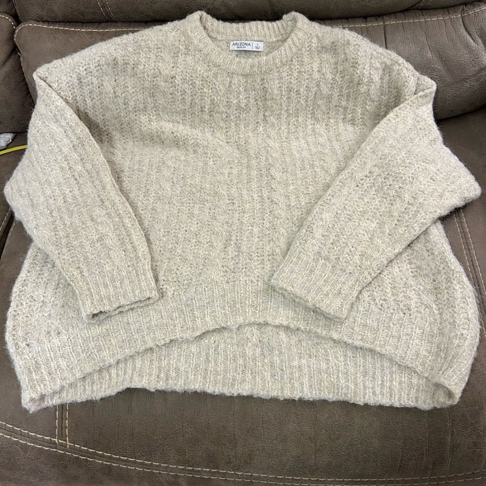 Arizona Jean Company Cream Crew Neck Sweater